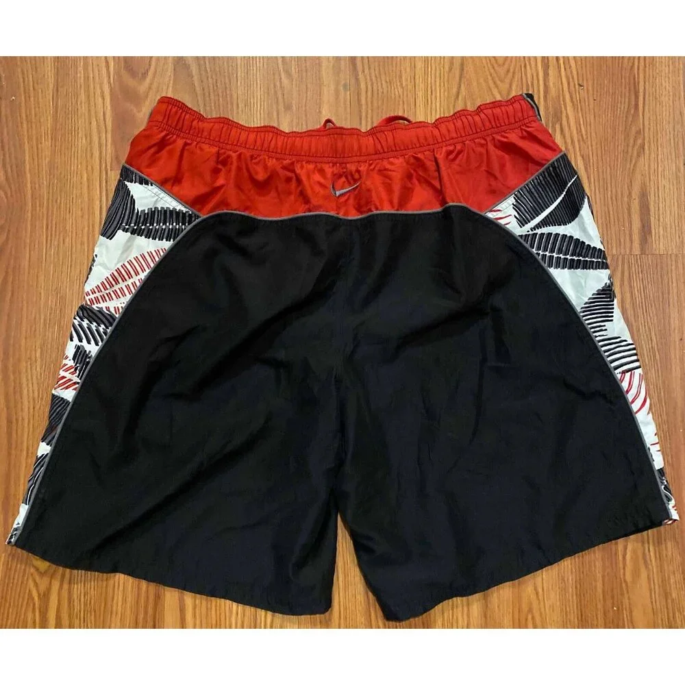 Vtg Nike Swim Trunks Black Red Floral Mens XL 8